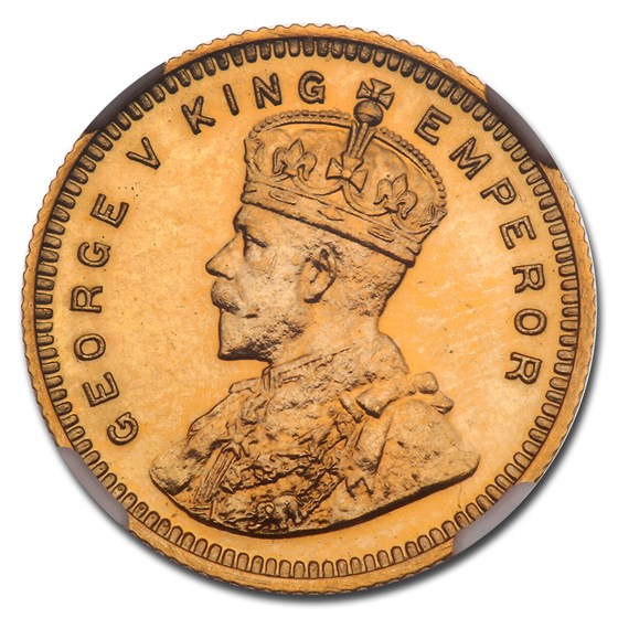 1918 India-British Gold 15 Rupees George V PF-63 NGC (Restrike) 1918 India-British Gold 15 Rupees George V PF-63 NGC (Restrike)